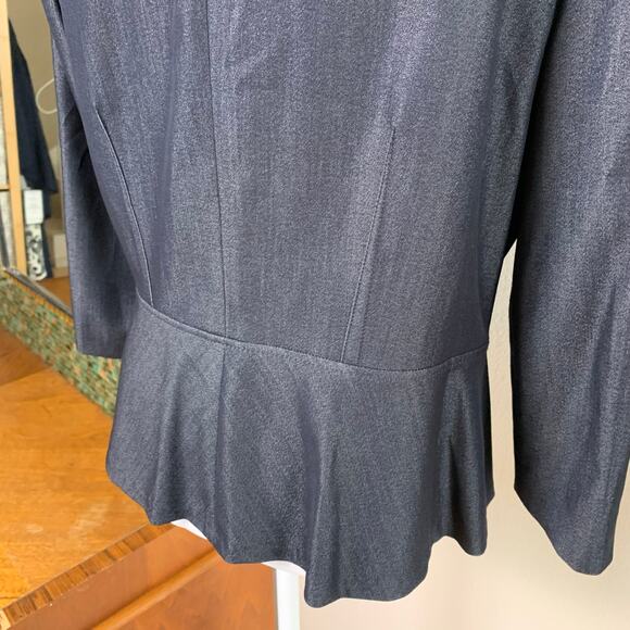 Tahari ASL Size 14 Double Breasted Peplum Blazer Jacket Black Zip Work Career - Picture 8 of 10